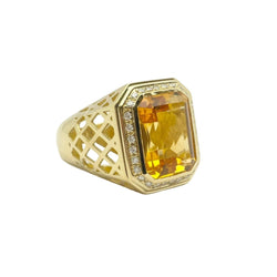 Bague Cocktail LUCIANO SOMENZI en or jaune, citrine et diamants - Castafiore