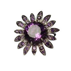 Bague Cocktail MAUBOUSSIN en or blanc, améthystes et diamants - Castafiore