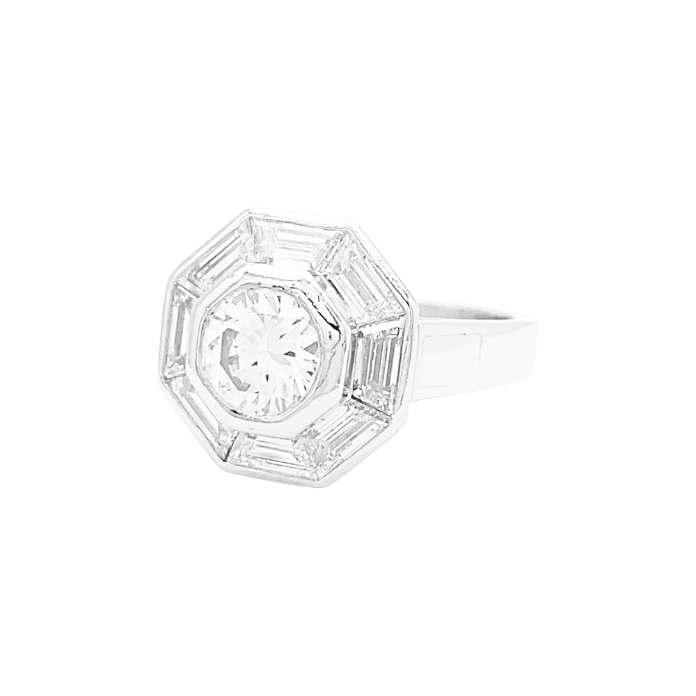 Bague Cocktail MELLERIO en platine et diamants - Castafiore