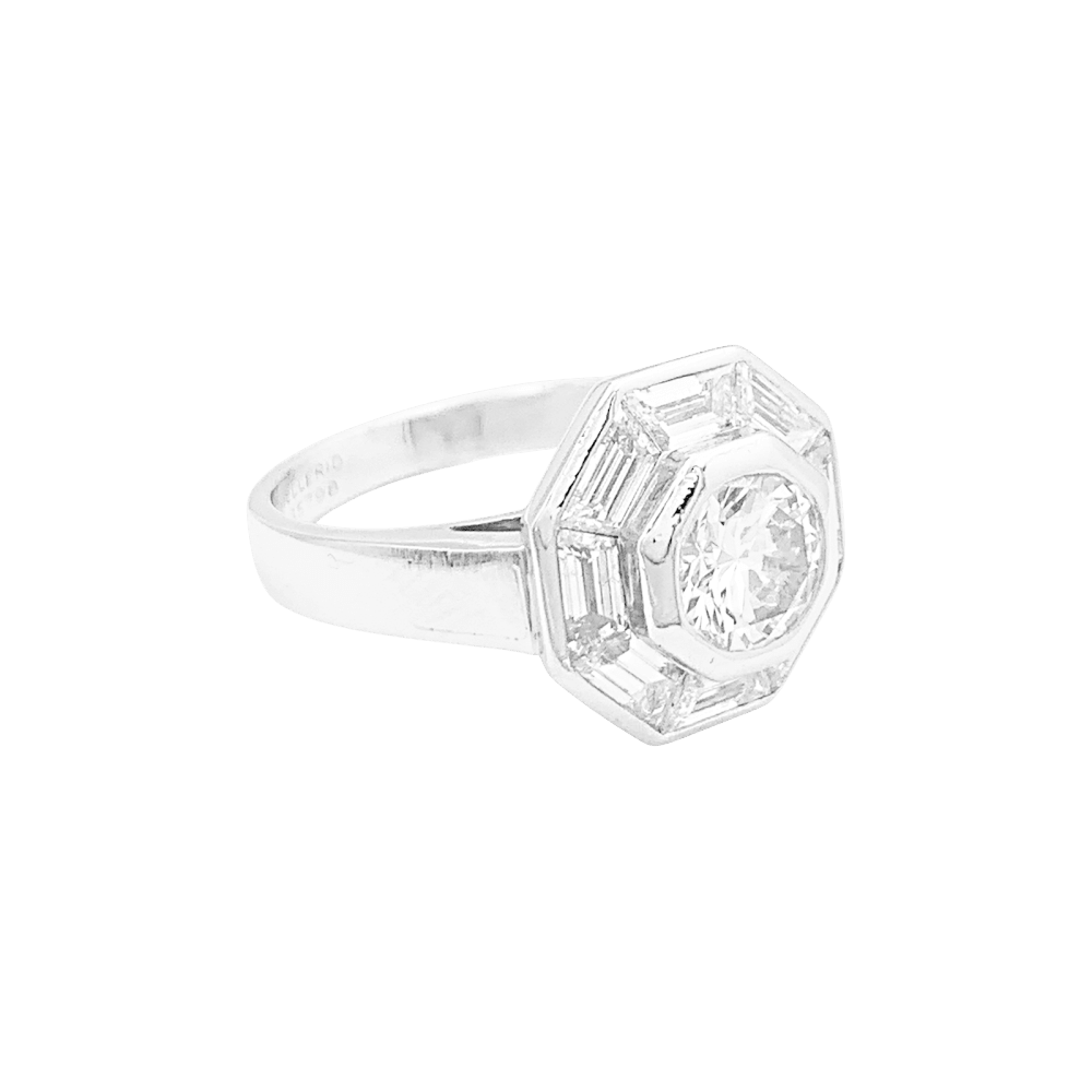 Bague Cocktail MELLERIO en platine et diamants - Castafiore