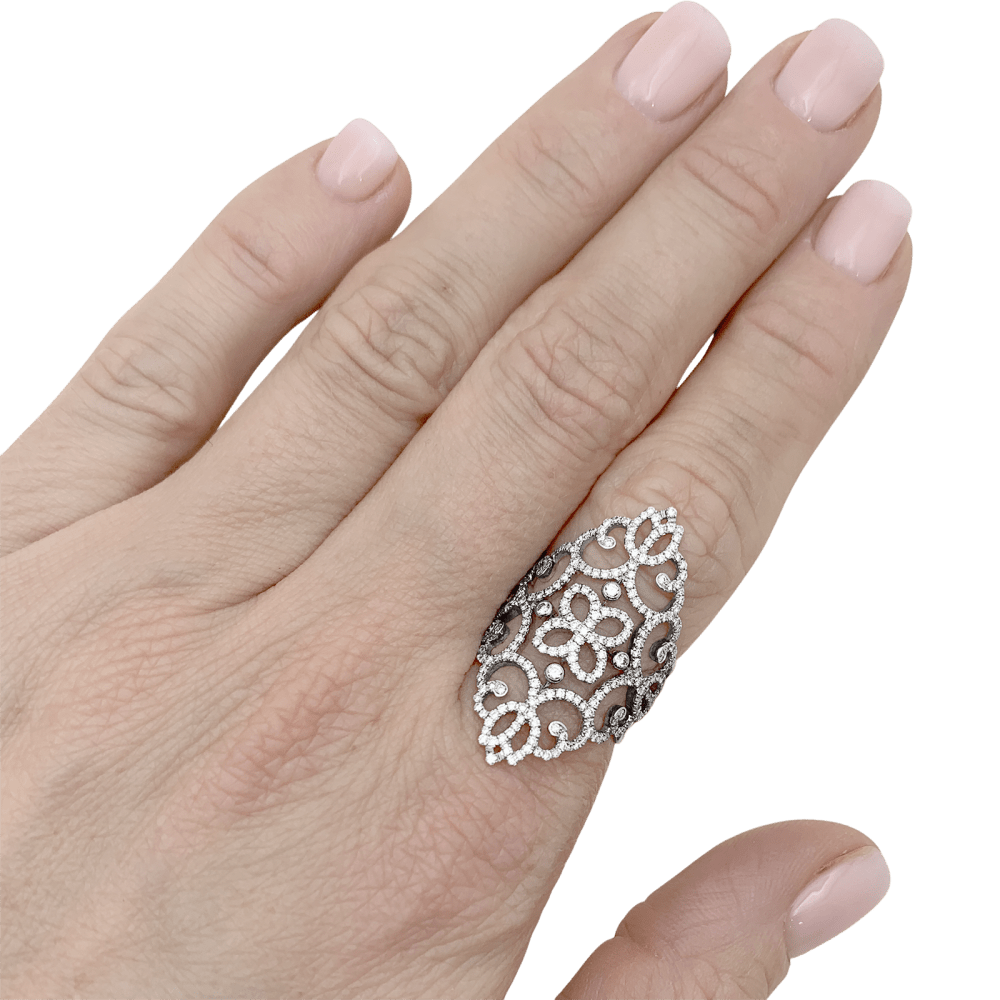 Bague Cocktail MESSIKA "Eden" en or blanc et diamants - Castafiore