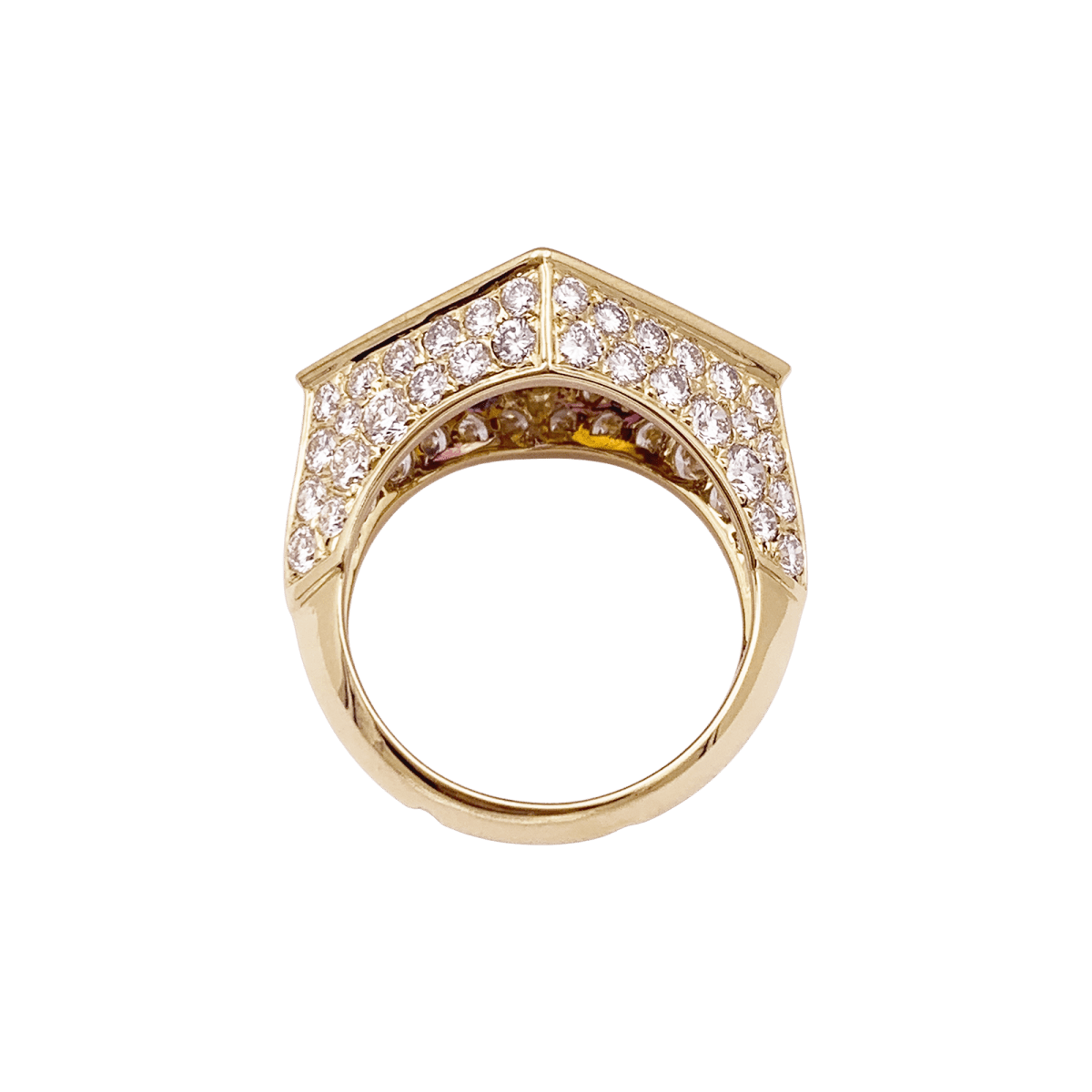 Bague Cocktail O.J PERRIN en or jaune, améthyste, citrine et diamants - Castafiore