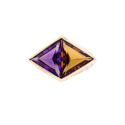 Bague Cocktail O.J PERRIN en or jaune, améthyste, citrine et diamants - Castafiore