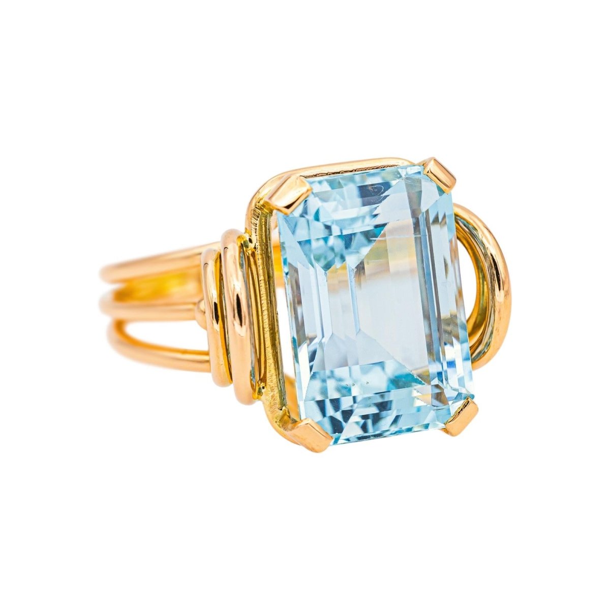 Bague Cocktail Or jaune Aigue - marine - Castafiore