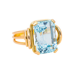 Bague Cocktail Or jaune Aigue - marine - Castafiore