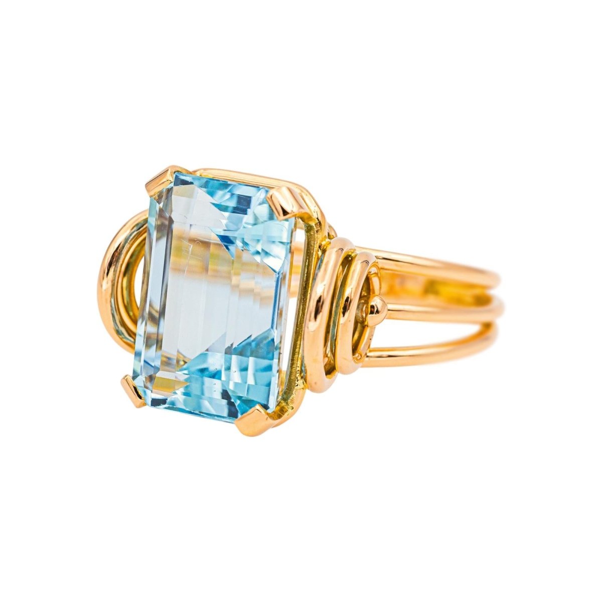 Bague Cocktail Or jaune Aigue - marine - Castafiore
