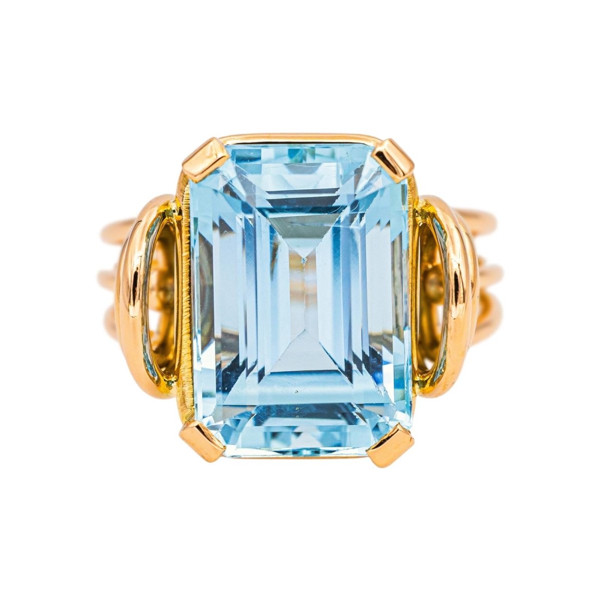 Bague Cocktail Or jaune Aigue - marine - Castafiore