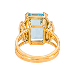 Bague Cocktail Or jaune Aigue - marine - Castafiore