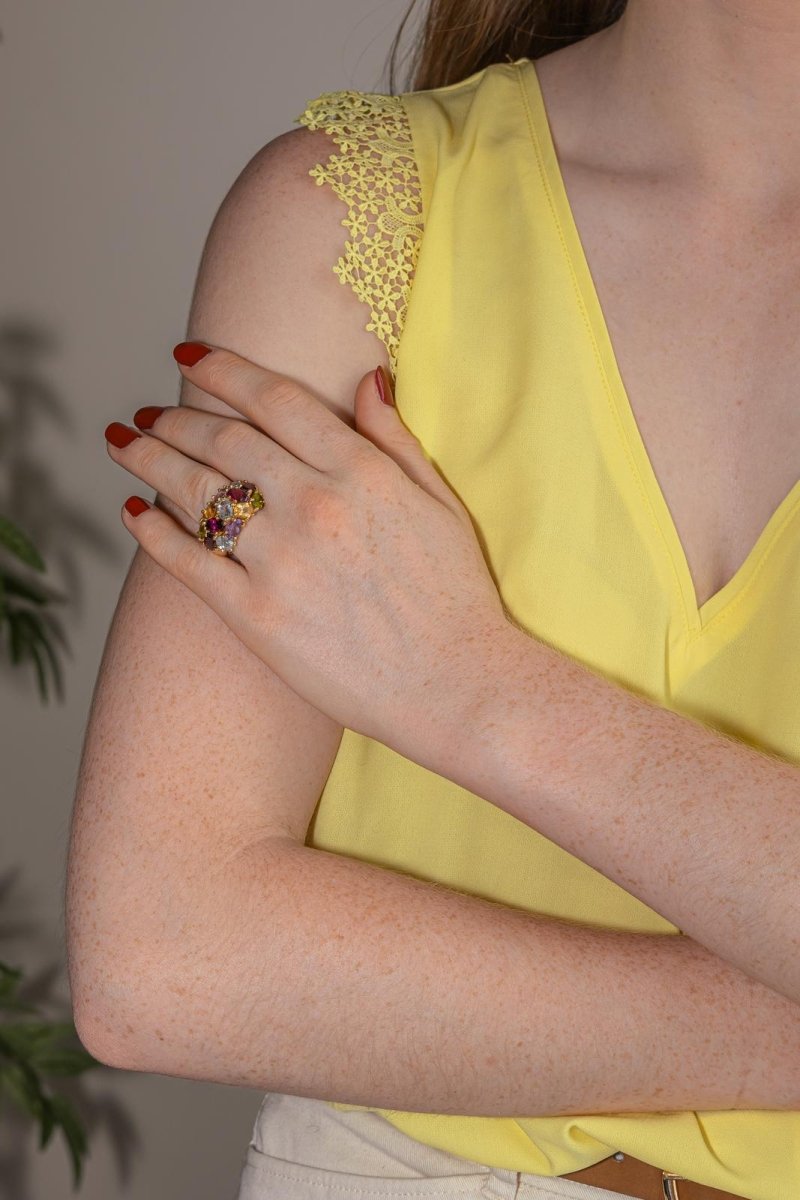 Bague Cocktail Or jaune Grenat - Castafiore