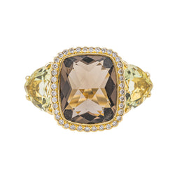 Bague Cocktail Or jaune Quartz fumé - Castafiore