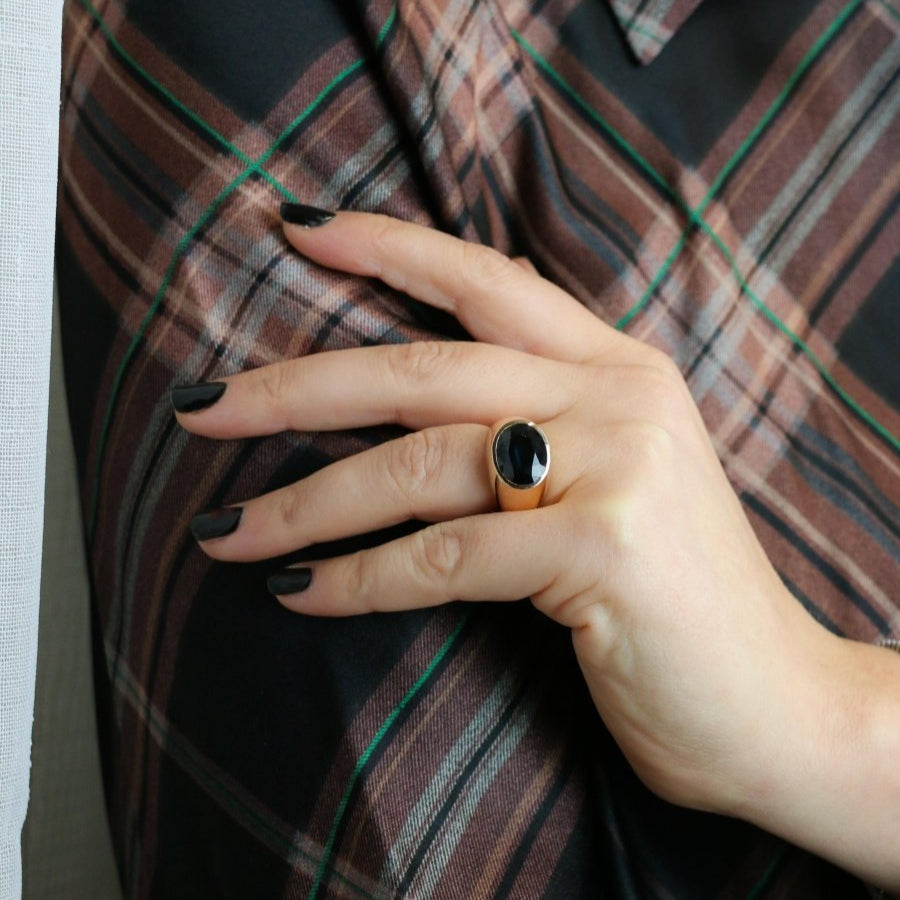 Bague cocktail or jaune saphir ovale - Castafiore