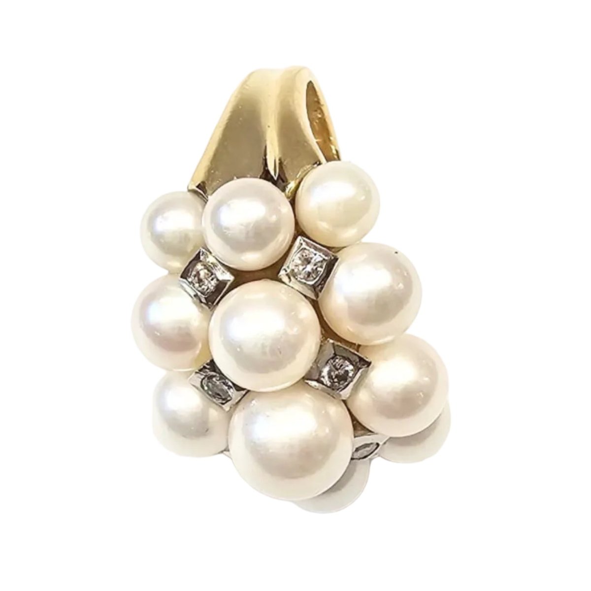 Bague Cocktail "Pearl Moon" en or jaune, perles et diamants - Castafiore