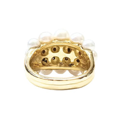 Bague Cocktail "Pearl Moon" en or jaune, perles et diamants - Castafiore