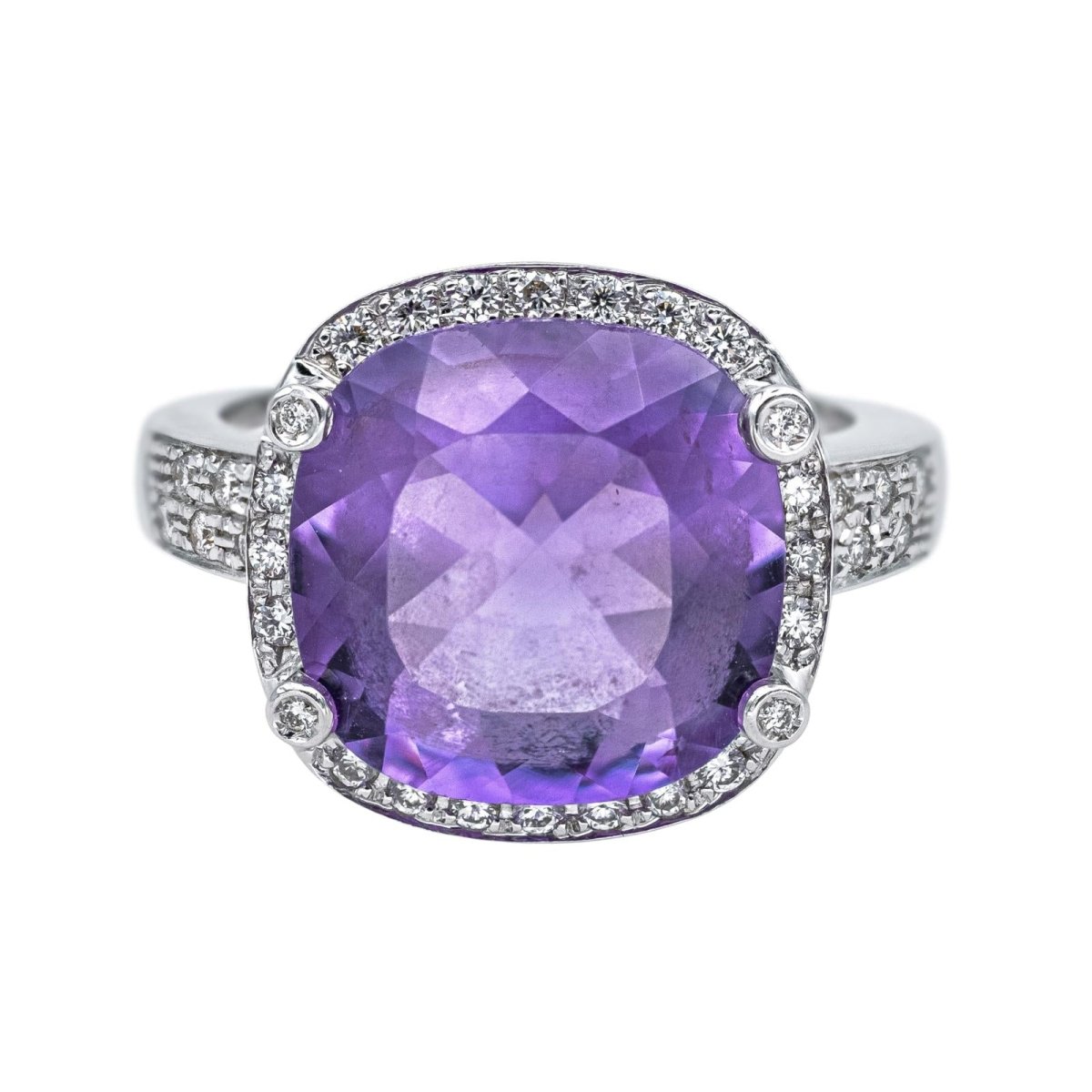 Bague Cocktail POIRAY "Filles Antik" en or blanc, améthyste et diamants - Castafiore