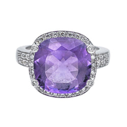 Bague Cocktail POIRAY "Filles Antik" en or blanc, améthyste et diamants - Castafiore