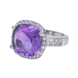 Bague Cocktail POIRAY "Filles Antik" en or blanc, améthyste et diamants - Castafiore