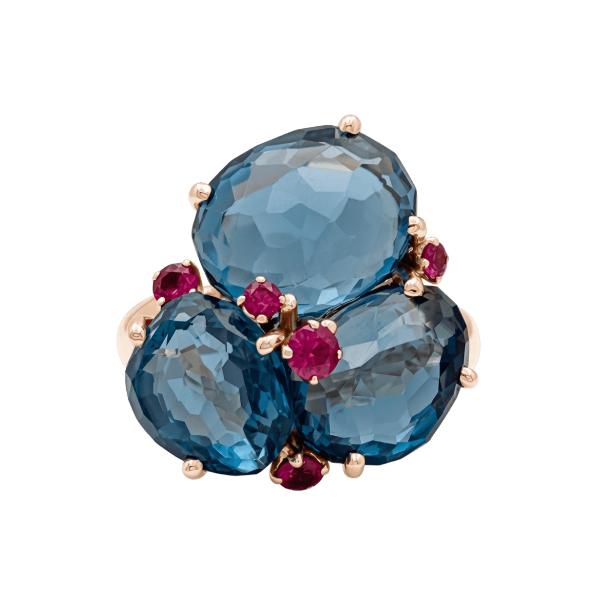 Bague Cocktail POMELLATO "Bahia" en or rose, topazes et saphirs - Castafiore