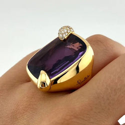 Bague Cocktail POMELLATO en or jaune, améthyste et diamants - Castafiore