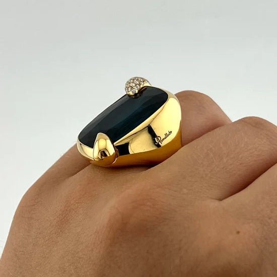 Bague Cocktail POMELLATO en or jaune, topaze et diamants - Castafiore
