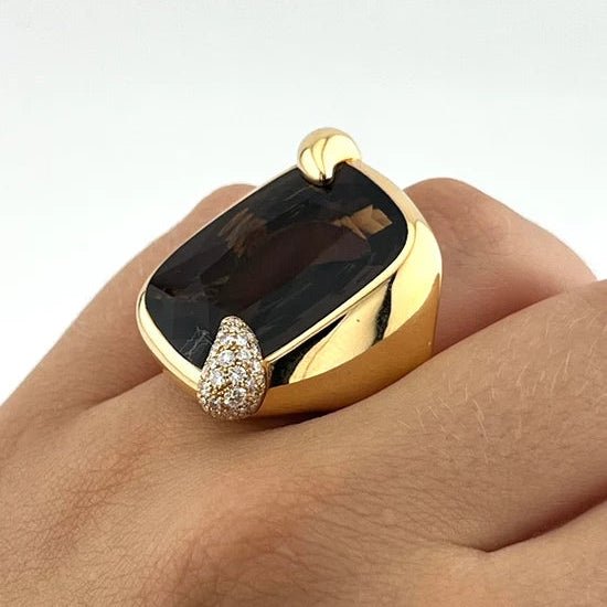 Bague Cocktail POMELLATO en or jaune, topaze et diamants - Castafiore