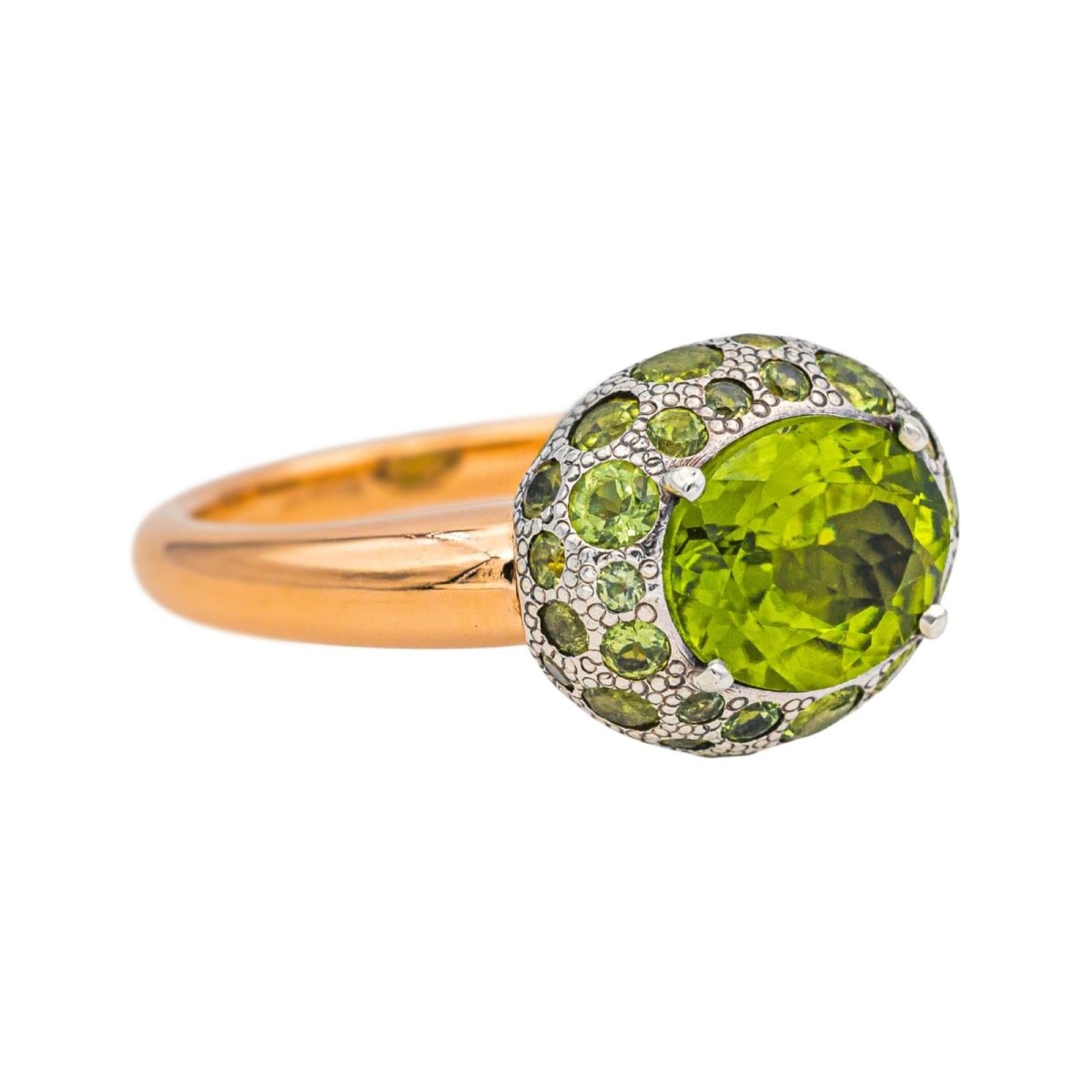 Bague Cocktail POMELLATO "Tabou" en or rose, argent et péridots - Castafiore