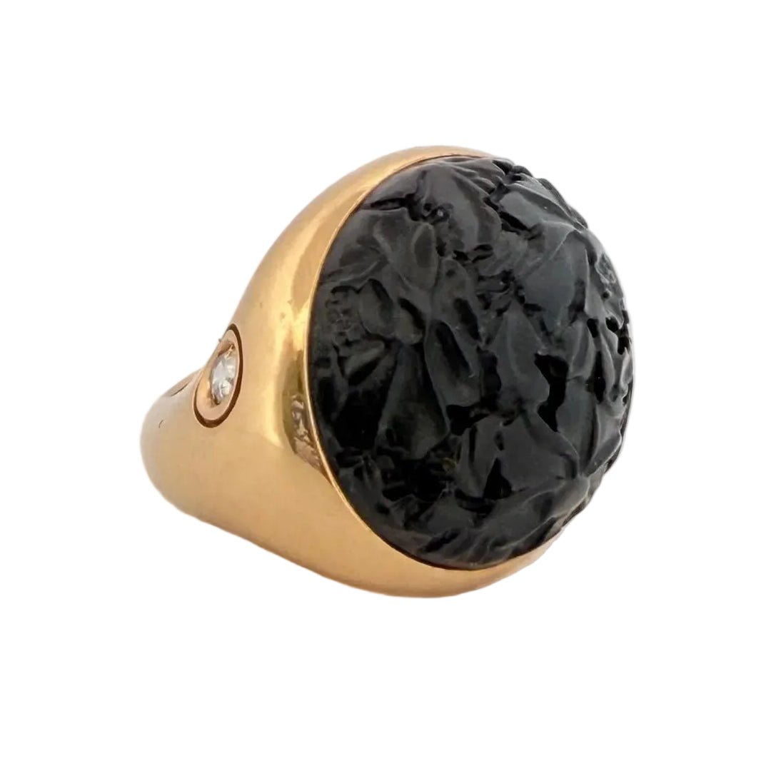 Bague Cocktail POMELLATO "Victoria Jet" en or jaune, jaiset diamant - Castafiore