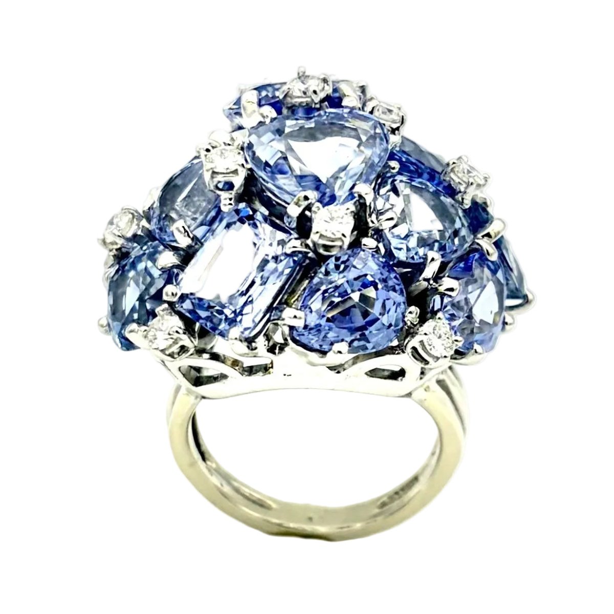 Bague Cocktail SEAMAN SCHEPPS "Bubbles" en or blanc, saphirs et diamants - Castafiore