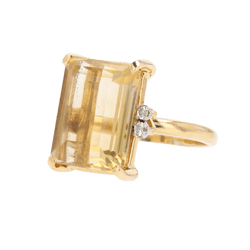 Bague Cocktail STERN en or jaune, platine, citrine et diamants - Castafiore