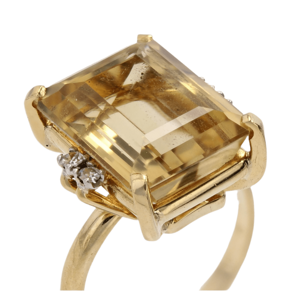 Bague Cocktail STERN en or jaune, platine, citrine et diamants - Castafiore