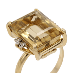 Bague Cocktail STERN en or jaune, platine, citrine et diamants - Castafiore