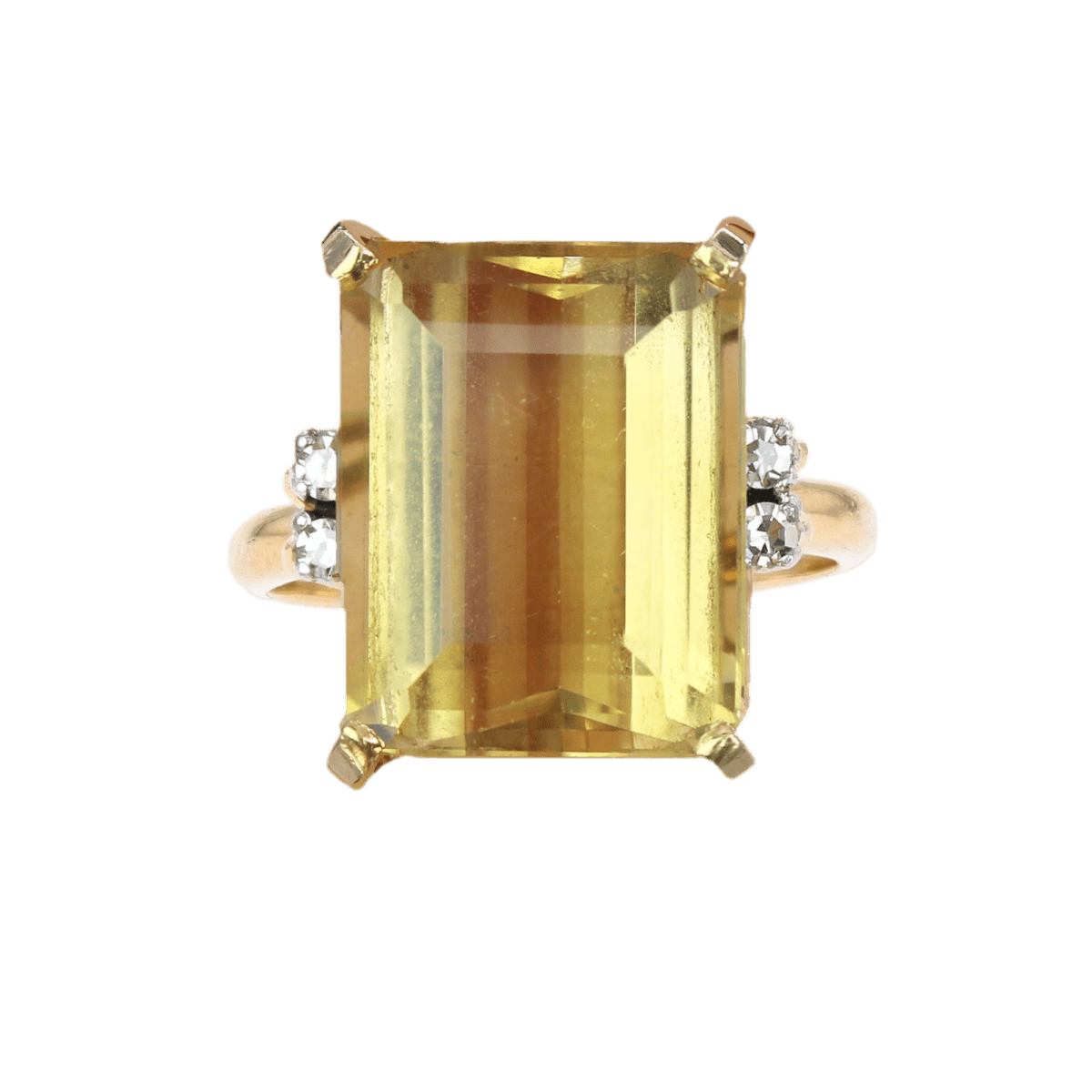 Bague Cocktail STERN en or jaune, platine, citrine et diamants - Castafiore