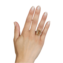 Bague Cocktail STERN en or jaune, platine, citrine et diamants - Castafiore