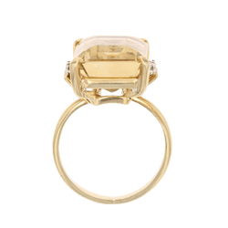 Bague Cocktail STERN en or jaune, platine, citrine et diamants - Castafiore