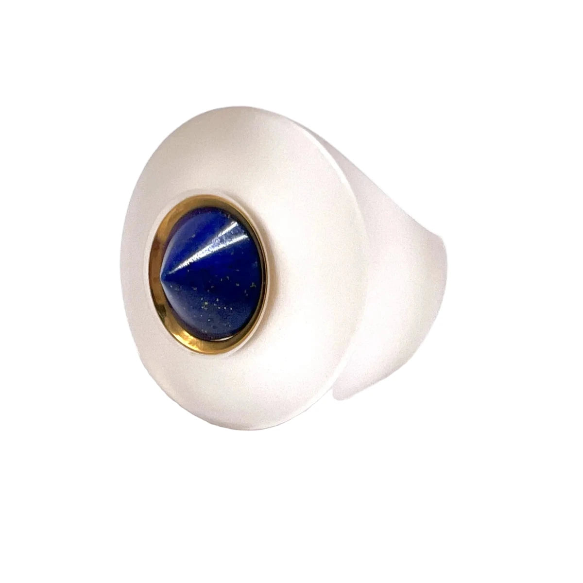 Bague Cocktail STOFFEL en or jaune, lapis-lazuli et quartz - Castafiore