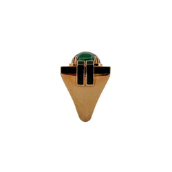 Bague Cocktail VESCHETTI en or jaune, émeraude, émail et diamants - Castafiore