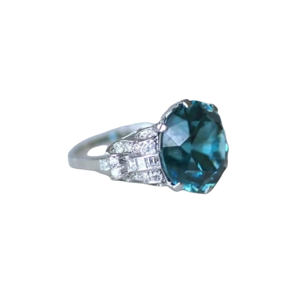 Bague Cocktail Zircon bleu et diamants sur platine - Castafiore