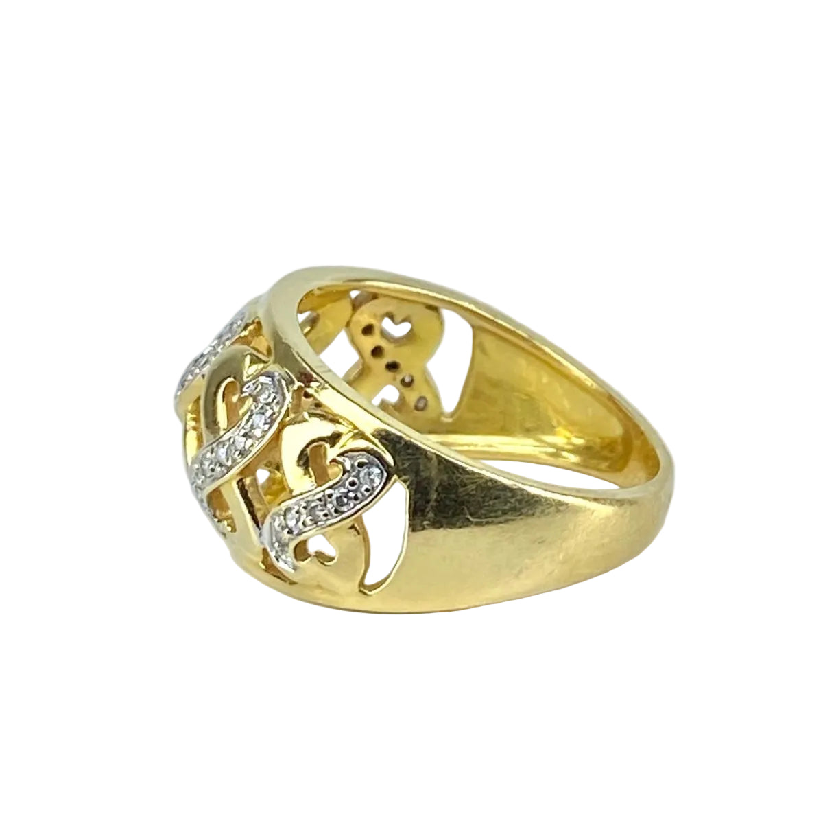 Bague "Coeurs" en or jaune et diamants - Castafiore