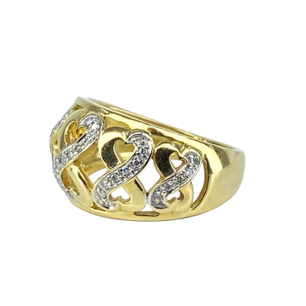 Bague "Coeurs" en or jaune et diamants - Castafiore
