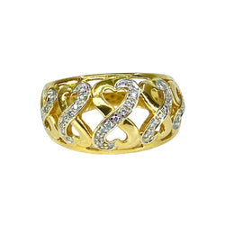 Bague "Coeurs" en or jaune et diamants - Castafiore