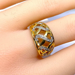 Bague "Coeurs" en or jaune et diamants - Castafiore