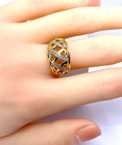 Bague "Coeurs" en or jaune et diamants - Castafiore
