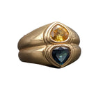 Bague Coeurs en or jaune, saphir jaune et saphir bleu - Castafiore