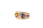 Bague coeurs saphirs, diamants et rubis en or 18k - Castafiore