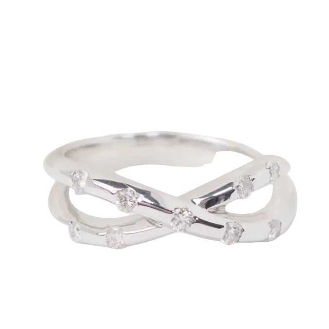 Bague croisée en or blanc et diamants - Castafiore