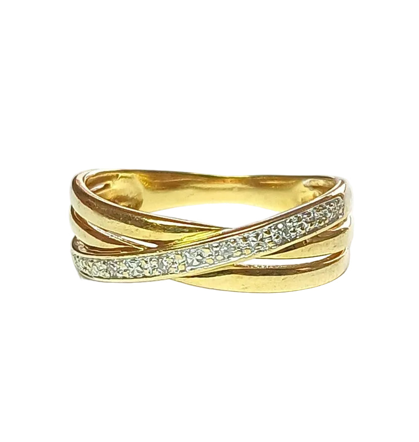 Bague croisée en or jaune et diamants - Castafiore