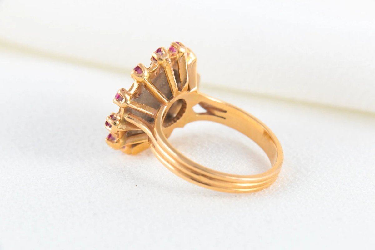 Bague d’Amour Augis en Or, Rubis et Saphirs Roses, Plus Hier Moins Demain, A. Augis - Castafiore