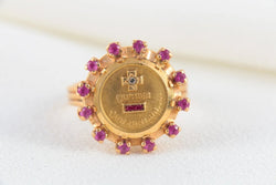 Bague d’Amour Augis en Or, Rubis et Saphirs Roses, Plus Hier Moins Demain, A. Augis - Castafiore