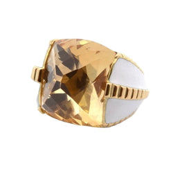 Bague DAVID WEBB Citrine en or jaune et émail - Castafiore