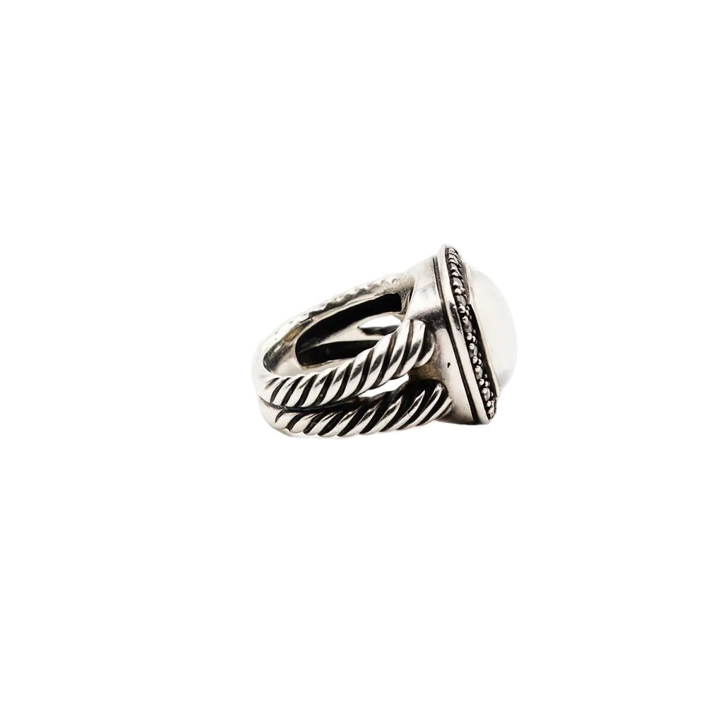 Bague DAVID YURMAN "Albion" en argent, nacre et diamants - Castafiore