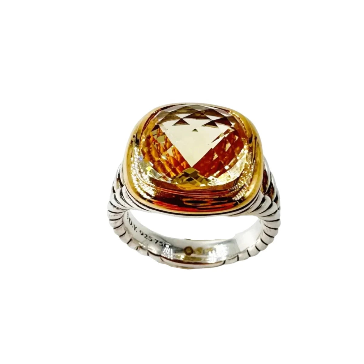Bague DAVID YURMAN "Albion" en or jaune, argent et citrine - Castafiore